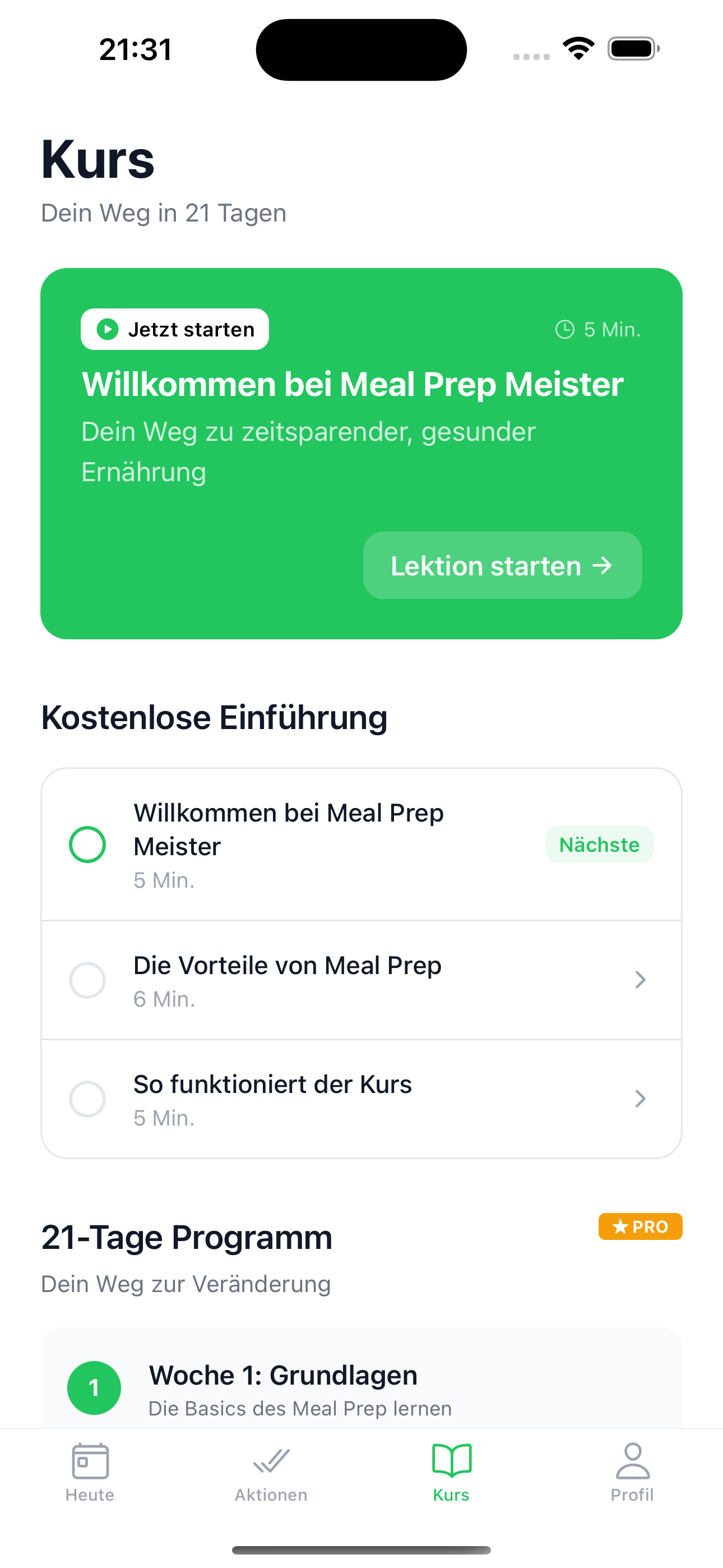 Meal Prep App - Kurs