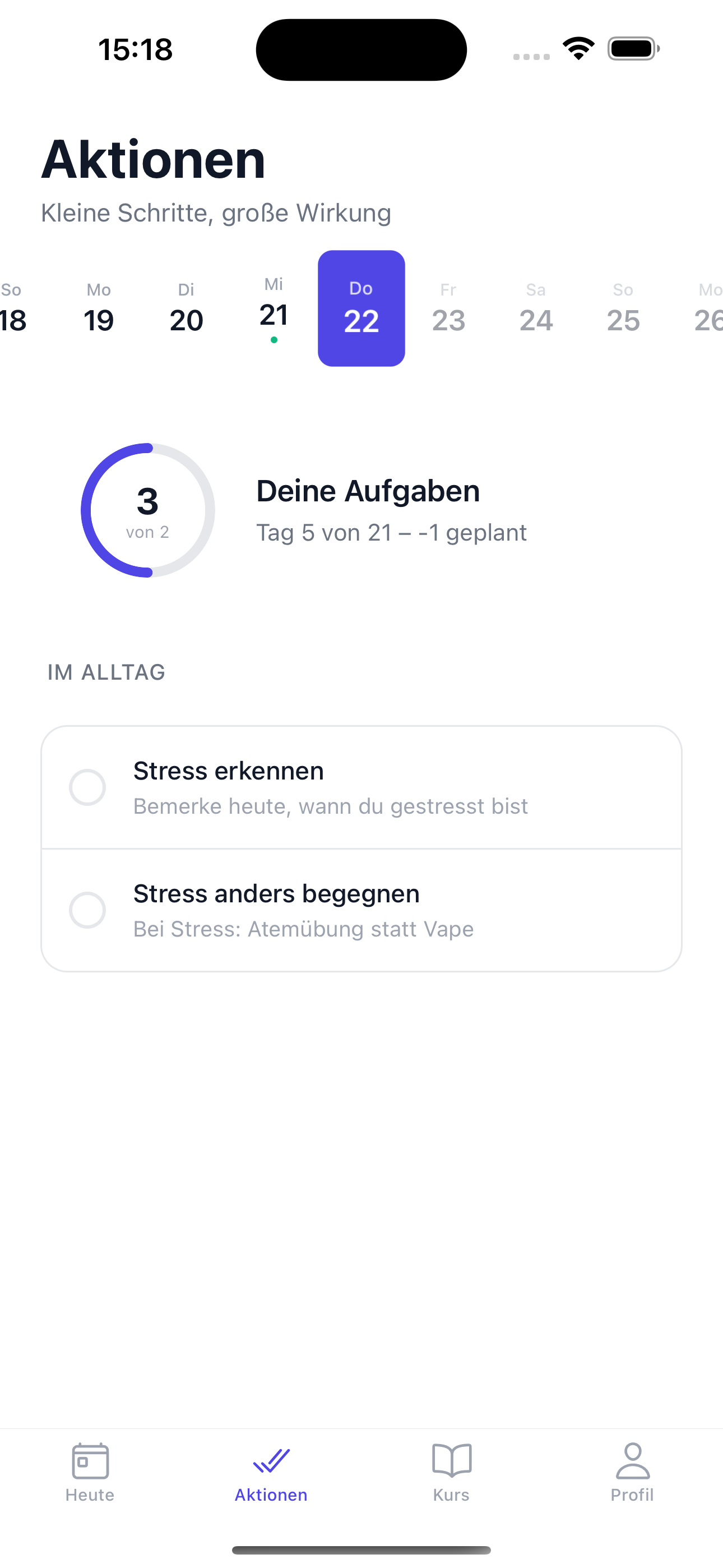 Vape Frei App - Aktionen