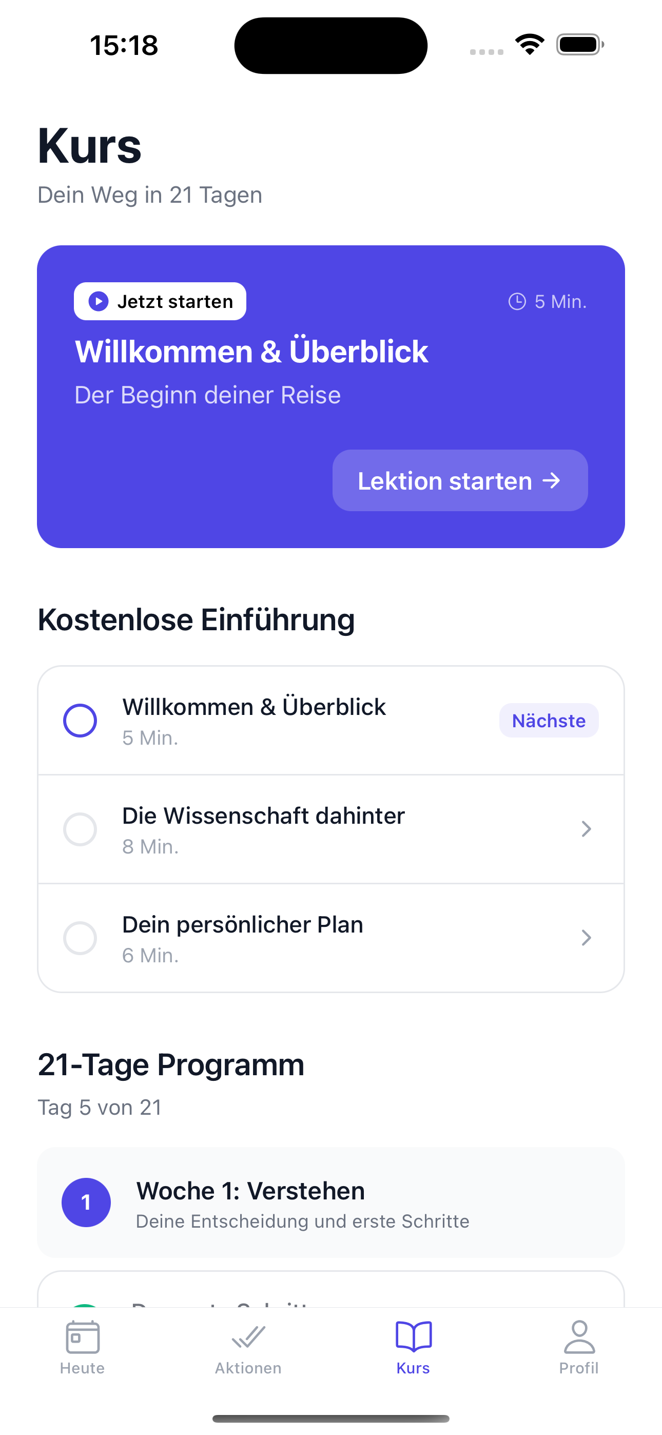 Vape Frei App - Kurs